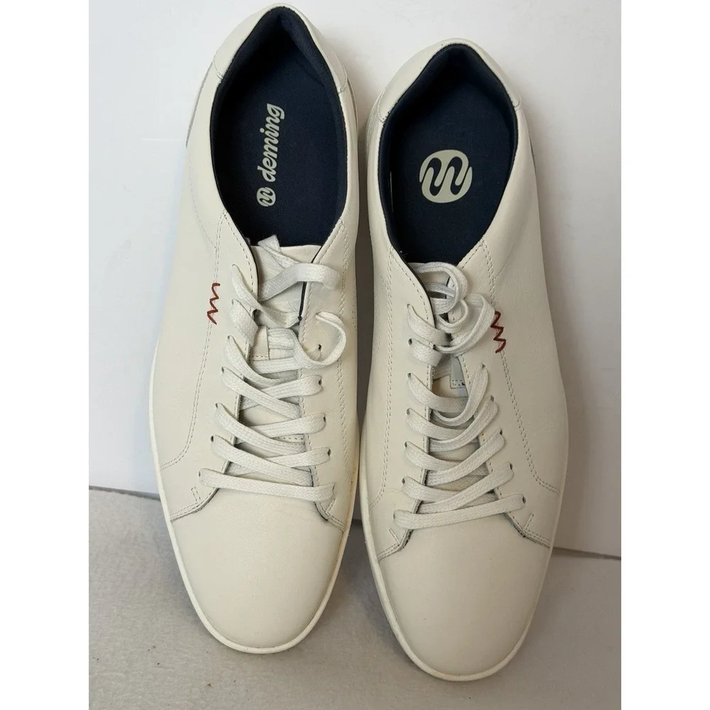Deming THE DOWNTOWNER Italian Leather Recovery Sneakers Comfort Shoes Bone 11.5